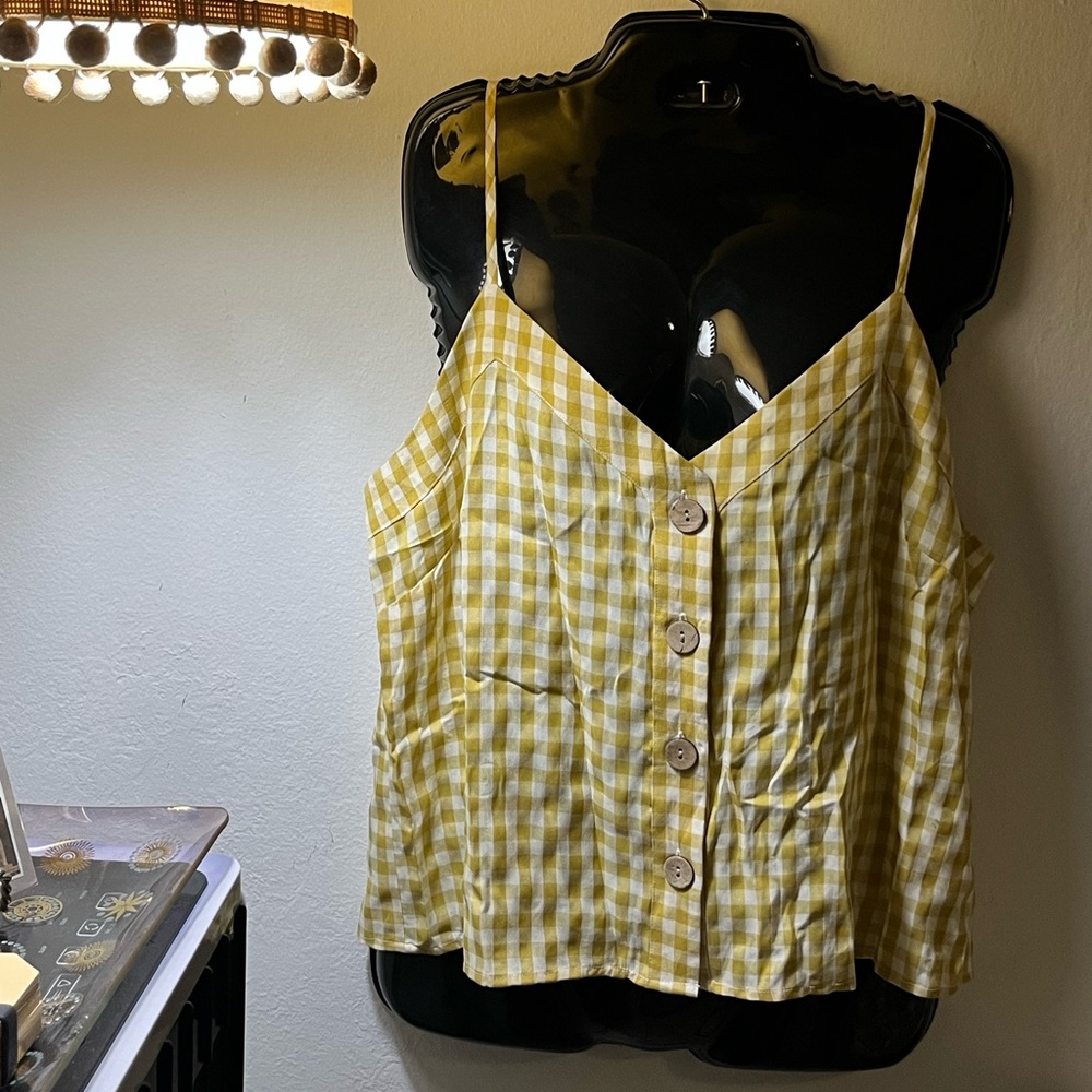 Indigo Rising Gingham checkered Tank Top Check  Sleeveless Cottagecore